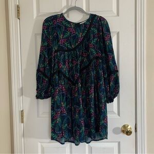 Hale Bob Floral Tunic Dress Bishop Sleeves XS
